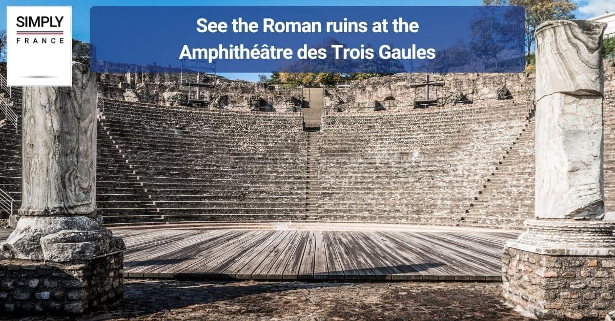 See the Roman ruins at the Amphithéâtre des Trois Gaules